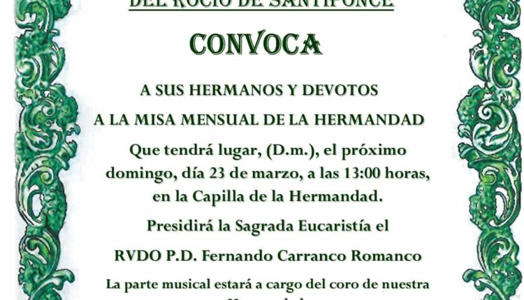 Hermandad de Santiponce – Misa Mensual