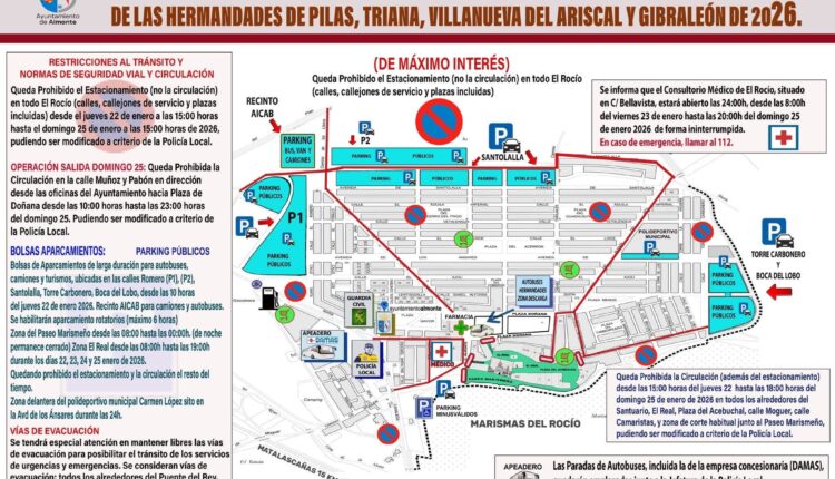Plan Especial de Peregrinaciones Extraordinarias de Pilas, Triana, Villanueva del Ariscal y Gibraleón – Planos y Bando Municipal
